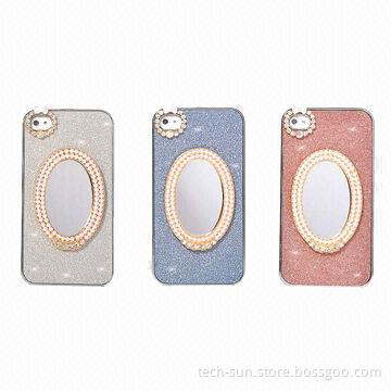 Protective sleeve cases for iPhone4/4S/5 with mirror and diamond bling